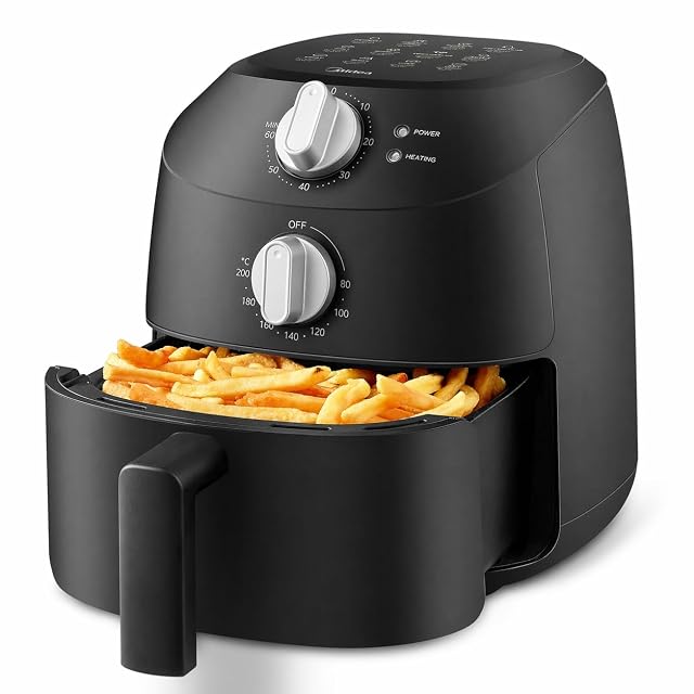 Freidora de aire compacta Midea MAF20P0BPK de 2 litros con dos mandos giratorios